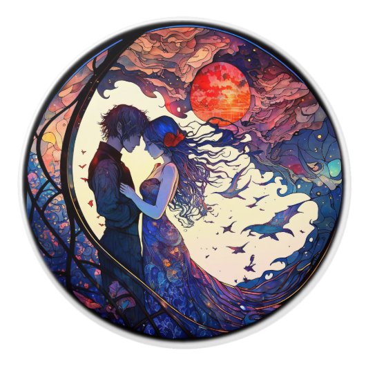 Paar Glas in lood keramische knop (Voorkant)