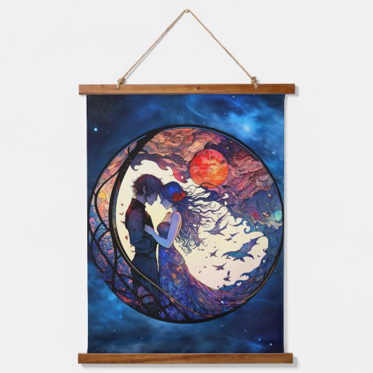 Paar Glazen in lood wandtapijt Hangend Wandkleed (Voorkant)