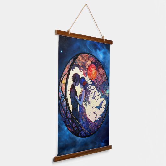 Paar Glazen in lood wandtapijt Hangend Wandkleed (Gebogen)