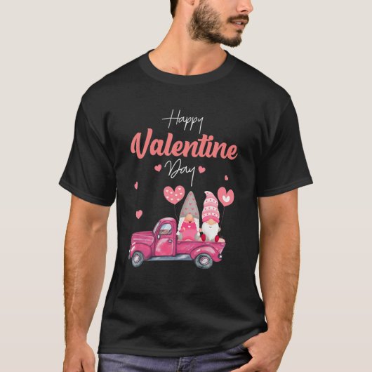 Paar Gnomen Happy Valentiine's Day Truck Gnome Lo T-shirt (Voorkant)