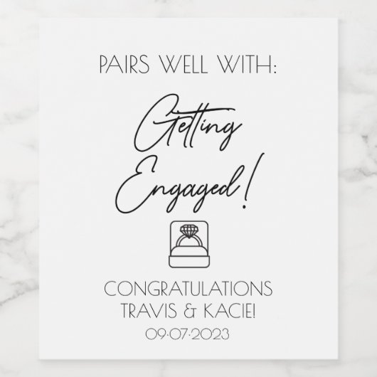 Paar goed bij: Getting Engaged Wine Label Wijn Etiket (Enkel label)