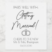 Paar goed bij: trouwen minimalistische ringen wijn etiket (Enkel label)