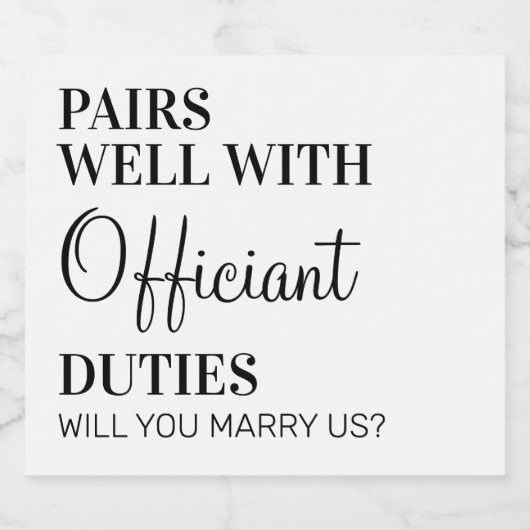 Paar goed met ambtenarenplichten ambtenarenhuwelij sparkling wijnetiket (Enkel label)