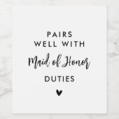 Paar goed met bruidsmeisje van eredienst wijn etiket (Enkel label)