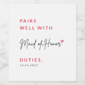 Paar goed met Maid of Honor plichten Wijn Etiket (Enkel label)