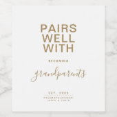 Paar goed met nieuwe grootouders minimalistisch wijn etiket (Enkel label)