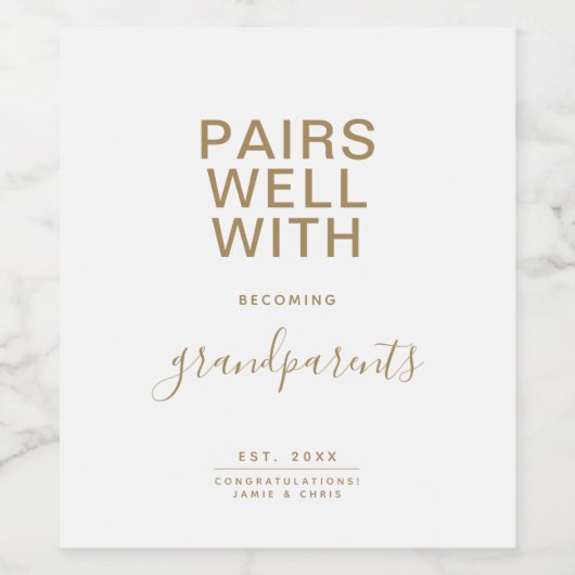 Paar goed met nieuwe grootouders minimalistisch wijn etiket (Enkel label)