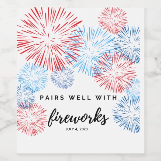 Paar goed met vuurwerk - het etiket van de 4 juli (Enkel label)