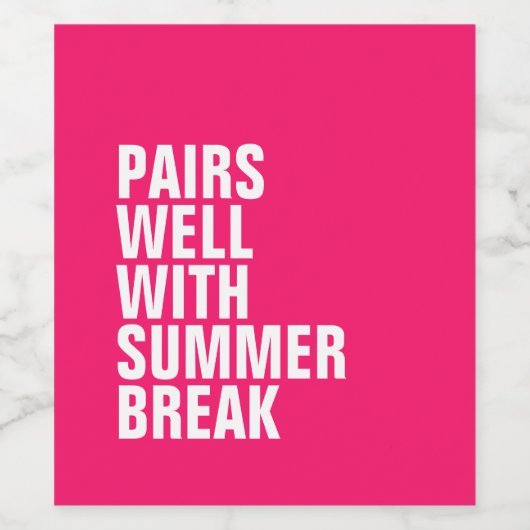 Paar goed met zomerse grappige roze wijn etiket (Enkel label)