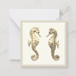 Paar Golden Seahorses Zee Ocean Animal Wildlife Notitiekaartje