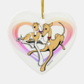 Paar Greyhound Dogs Art Keramisch Ornament (Voorkant)