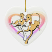 Paar Greyhound Dogs Art Keramisch Ornament (Achterkant)