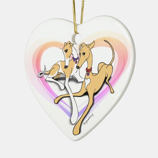 Paar Greyhound Dogs Art Keramisch Ornament (Links)