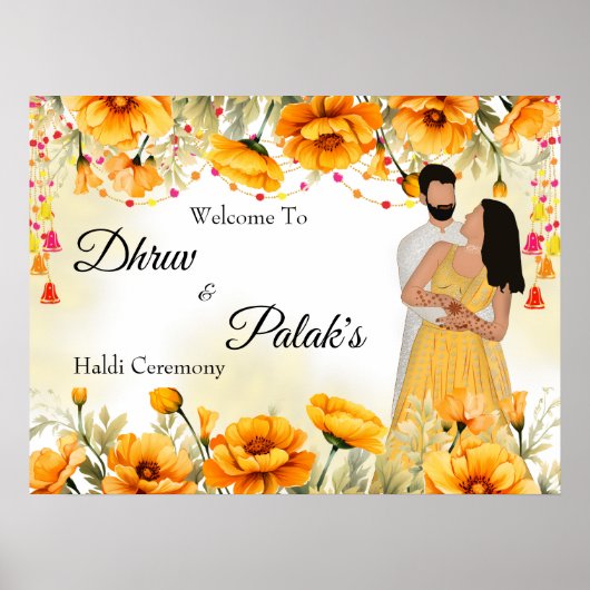 Paar haldi welkom teken Maiyan signage Poster (Voorkant)