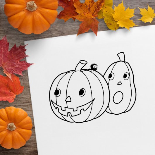 Paar Halloweenpompoenen Rubberstempel