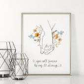 Paar Hand in Hand Floral Line Art Poster