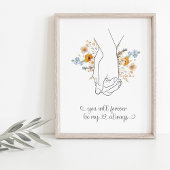 Paar Hand in Hand Floral Line Art Poster