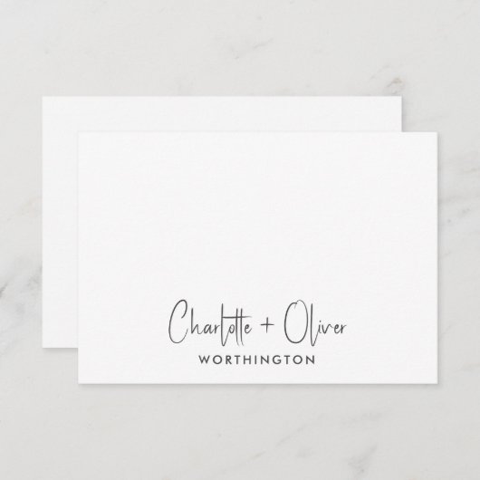 Paar Handgeschreven Namen Huwelijk Monogram Notitiekaartje (Voorkant / Achterkant)