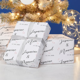 Paar hart namen wit cadeau cadeaupapier