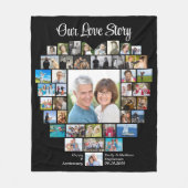 Paar Hartvorm 40 foto's Ons liefdesverhaal Fleece Deken (Voorkant)
