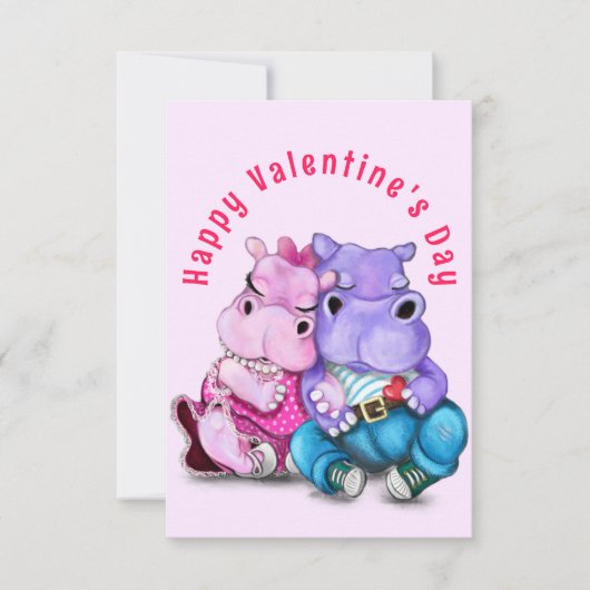 Paar Hippo Liefde Valentijnsdag Kaart - Grappig (Voorkant)