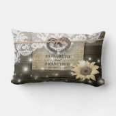 Paar Hoefijzer Hart Kantwerk Zonnebloem Houten Bru Kussen (Achterkant)