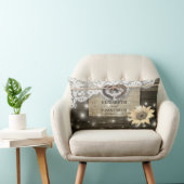 Paar Hoefijzer Hart Kantwerk Zonnebloem Houten Bru Kussen (Stoel)