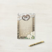 Paar Hoefijzer Hart Lace Hydrangea Wood Weddenscha Post-it® Notes (Op bureau)