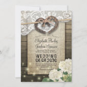 Paar Hoefijzer Heart Lace Wood Hydrangea Weddensch Kaart (Voorkant)