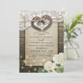 Paar Hoefijzer Heart Lace Wood Hydrangea Weddensch Kaart (Staand voorkant)