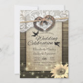 Paar Hoefijzer Heart Lace Wood Zonnebloem Weduwsch Kaart (Voorkant)