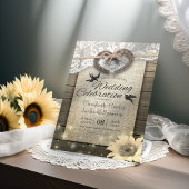 Paar Hoefijzer Heart Lace Wood Zonnebloem Weduwsch Kaart