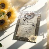 Paar Hoefijzer Heart Lace Wood Zonnebloem Weduwsch Kaart