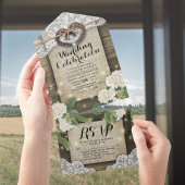 Paar Hoefijzers Lace Wood Hydrangea Weddenschap RS All In One Uitnodiging