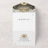 Paar Hoefijzers Lace Wood Sunflower Weddenschap RS All In One Uitnodiging (Buitenkant)