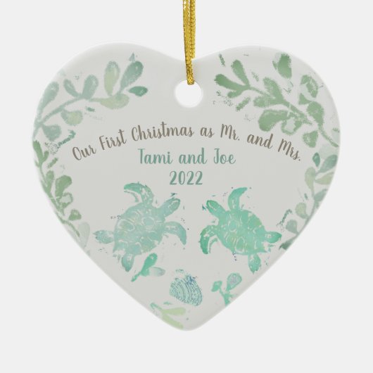 Paar Holiday Zee Turtle Coastal Beach Ornament (Voorkant)