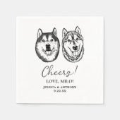 Paar Hond Hand Tekening Gepersonaliseerde Proost Servet (Voorkant)