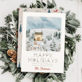 Paar Hond Snowy Hill Winterscape Kerstmis Feestdagenkaart