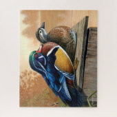Paar houten eenden op nestkastje Acryl schilderij Legpuzzel (Verticaal)