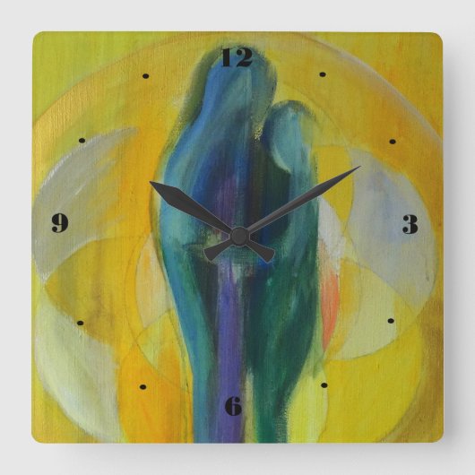 Paar Hug Love Valentijn Square Wall Clock Vierkante Klok (Voorkant)