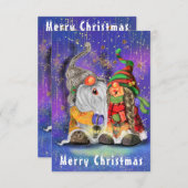 Paar Hugged Gnomen die vrolijk kerstlied zingen (Voorkant / Achterkant)