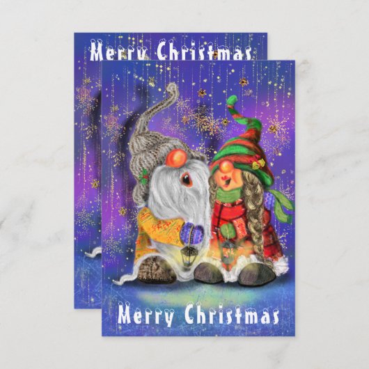 Paar Hugged Gnomen die vrolijk kerstlied zingen (Voorkant / Achterkant)