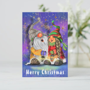 Paar Hugged Gnomen die vrolijk kerstlied zingen