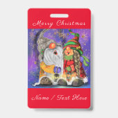 Paar Hugged Gnomen die vrolijk kerstlied zingen Badge (Achterkant)