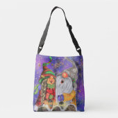 Paar Hugged Gnomen die vrolijk kerstlied zingen Crossbody Tas (Achterkant)