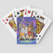 Paar Hugged Gnomen die vrolijk kerstlied zingen Pokerkaarten (Achterkant)