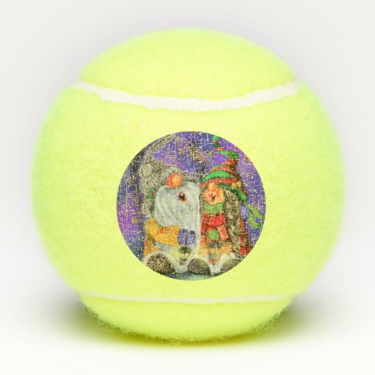 Paar Hugged Gnomen die vrolijk kerstlied zingen Tennisballen (Achterkant)