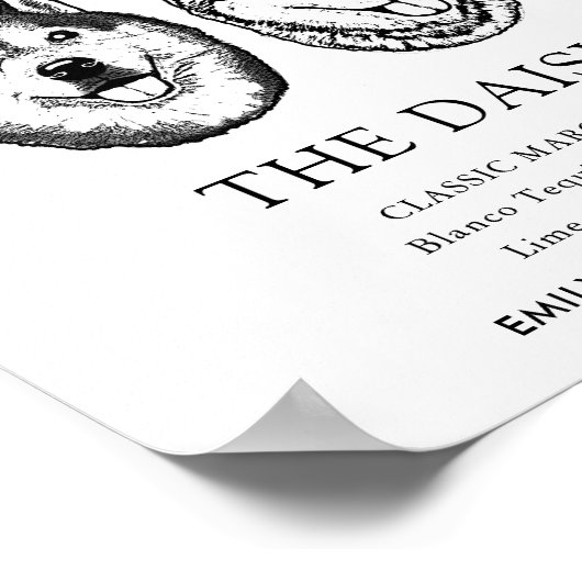 Paar Huisdier Bruiloft Handtekening Drink Teken Poster (Hoek)