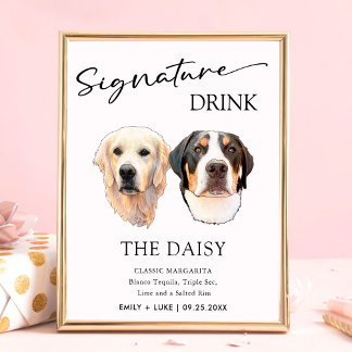 Paar Huisdier Bruiloft Handtekening Drink Teken Poster