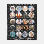 Paar I LOVE YOU 20 Fotocollage Harten Namen Fleece Deken (Voorkant)